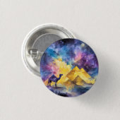 Aquarell Wüsten-Galaxie-Kamel-Pyramide-Reise Button (Vorne & Hinten)