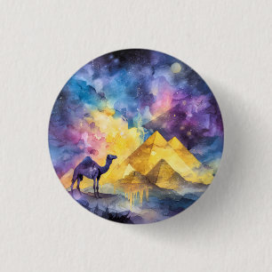 Aquarell Wüsten-Galaxie-Kamel-Pyramide-Reise Button