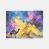 Aquarell-Wüsten-Galaxie-Kamel-Pyramide-Reise Fleecedecke (Vorderseite (Horizontal))