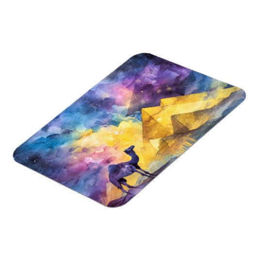 Aquarell Wüsten-Galaxie-Kamel-Pyramide-Reise Magnet (Linke Seite)