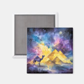 Aquarell Wüsten-Galaxie-Kamel-Pyramide-Reise Magnet (Vorderseite/Rückseite)
