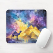 Aquarell-Wüsten-Galaxie-Kamel-Pyramide-Reise Mousepad (Mit Mouse)