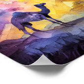 Aquarell-Wüsten-Galaxie-Kamel-Pyramide-Reise Poster (Ecke)