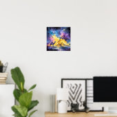 Aquarell-Wüsten-Galaxie-Kamel-Pyramide-Reise Poster (Heimbüro)