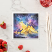 Aquarell-Wüsten-Galaxie-Kamel-Pyramide-Reise Serviette (Beispiel)