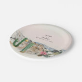 Aquarell-Wüsten-Kaktus-Boho-Hochzeit Pappteller (Schrägansicht)