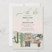 Aquarell-Wüsten-Kaktus-Boho-Hochzeit Save The Date (Vorderseite)