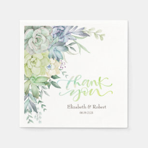 Aquarell-Wüsten-Sukkulenten Danke Karte Serviette