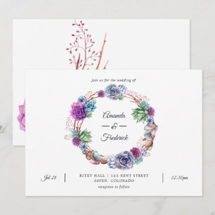 Aquarell-Wüsten-Sukkulenten-Hochzeit Einladung