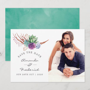 Aquarell-Wüsten-Sukkulenten-Hochzeit-Einladungskar Einladung