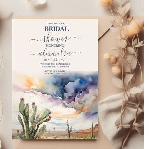 Aquarell-Wüsten- und Kaktus-Brautjunggesellinnenab Einladung