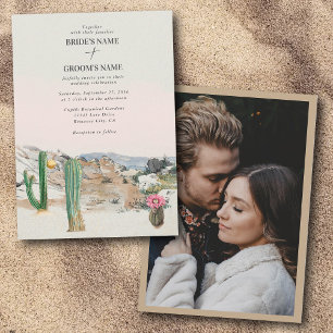 Aquarell-Wüstenkaktus-Boho-Hochzeit benutzerdefini Einladung