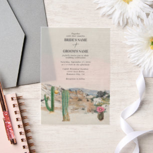 Aquarell-Wüstenkaktus-Boho-Hochzeit Pergament Einladungen