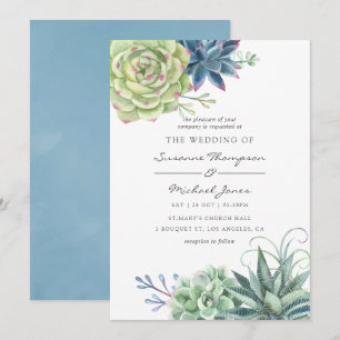Aquarell-Wüstenkaktus-Sukkulenten-Hochzeit Einladung