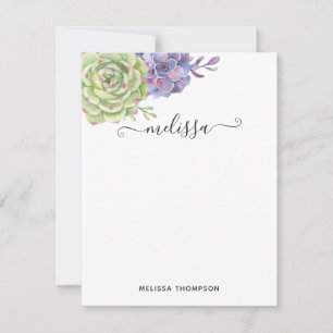 Aquarell-Wüstenkaktus-Sukkulenten Mitteilungskarte