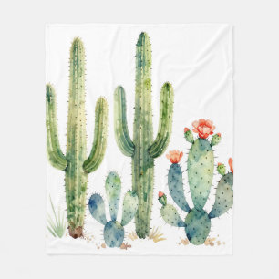 Aquarell-Wüstenkaktusgarten Fleecedecke