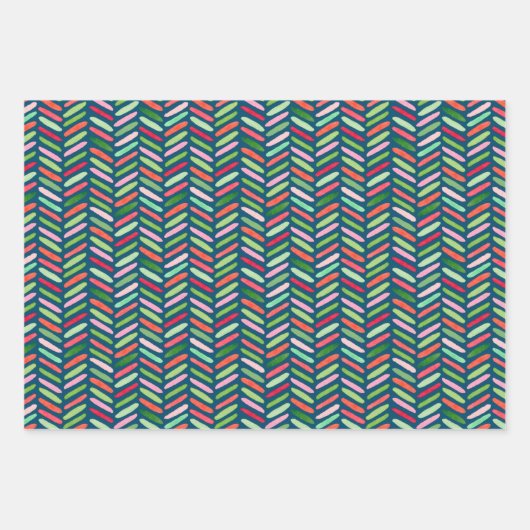 Aquarell Xmas Confetti Dreieck Zigzag Dots Geschenkpapier Set (Vorderseite 2)