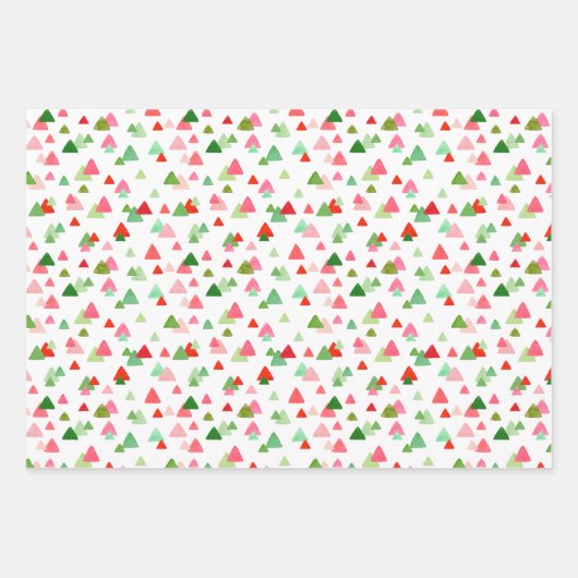 Aquarell Xmas Confetti Dreieck Zigzag Dots Geschenkpapier Set (Vorderseite)