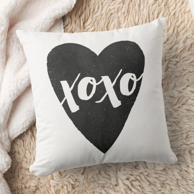 Aquarell XOXO Valentine Pillow - Schwarz Kissen (Von Creator hochgeladen)