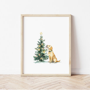 Aquarell Yellow Labrador Retriever Weihnachten Poster