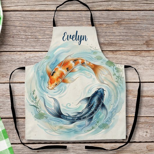 Aquarell Yin Yang Koi Fisch Schürze