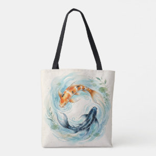 Aquarell Yin Yang Koi Fisch Tasche