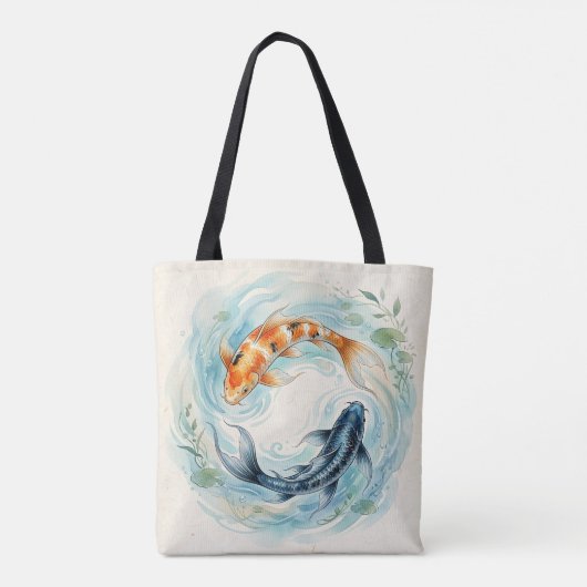Aquarell Yin Yang Koi Fisch Tasche (Rückseite)