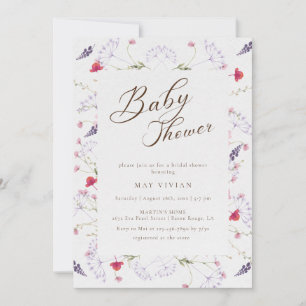 Aquarell zarte Baby Shower Wildblume Einladung
