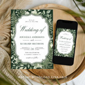 Aquarell-Zauberwald-QR-Code-Hochzeit Einladung