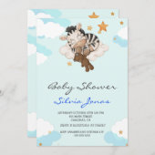 Aquarell zebra Dschungel Tier Babydusche Junge Einladung (Vorne/Hinten)