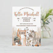 Aquarell Zebra Familie, Zoo, Babydusche Einladung (Stehend Vorderseite)