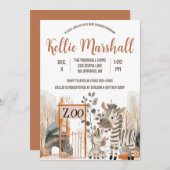 Aquarell Zebra Familie, Zoo, Babydusche Einladung (Vorne/Hinten)