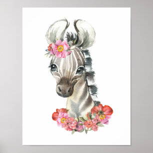 Aquarell-Zebra, Safari-Kinderzimmer-Dekor, Kinderz Poster