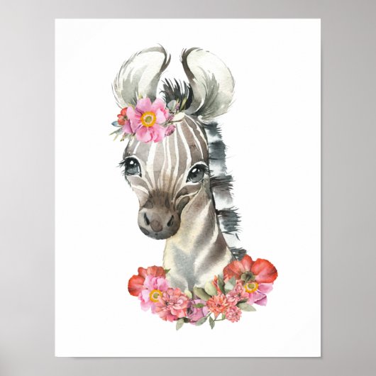 Aquarell-Zebra, Safari-Kinderzimmer-Dekor, Kinderz Poster (Vorne)
