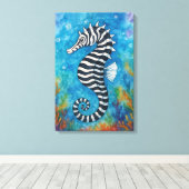 Aquarell-Zebra-Seepferdchen Leinwanddruck (Insitu (Holzboden))