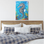 Aquarell-Zebra-Seepferdchen Leinwanddruck (Insitu (Schlafzimmer))