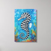 Aquarell-Zebra-Seepferdchen Leinwanddruck (Vorderseite)