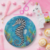 Aquarell-Zebra-Seepferdchen Pappteller (Party)