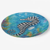 Aquarell-Zebra-Seepferdchen Pappteller (Schrägansicht)