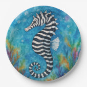 Aquarell-Zebra-Seepferdchen Pappteller (Vorderseite)