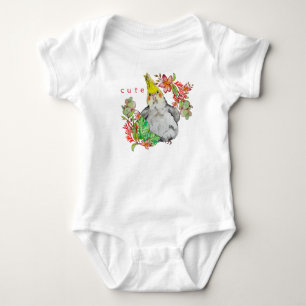 Aquarell zeichnend komischer Corella-Papagei Baby Strampler
