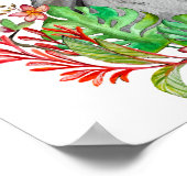 Aquarell zeichnend lustiger Papagei in Blume Poster (Ecke)