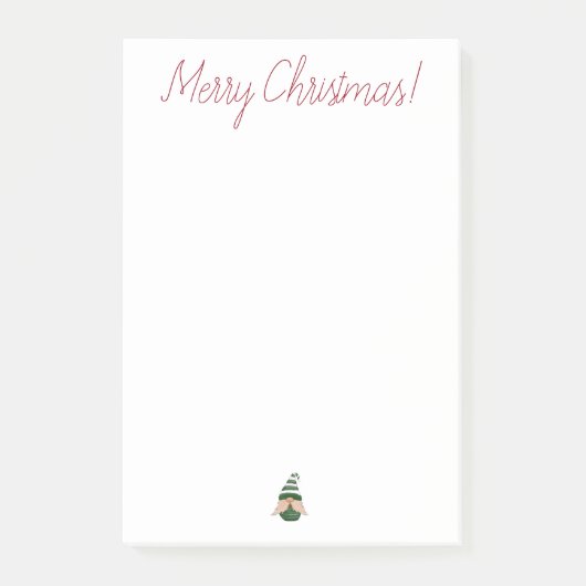 Aquarell zeichnend Weihnachtsgnom Post-it Klebezettel (Vorderseite)