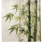 Aquarell Zen Bambus Harmonie Duschvorhang (Vorderseite)