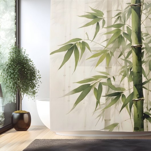 Aquarell Zen Bambus Harmonie Duschvorhang