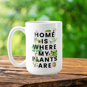 Aquarell-Zimmerpflanzen-Gärtnerei-Zitat Kaffeetasse