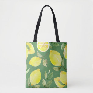 Aquarell-Zitrone, Frucht-Tapetenmuster. Tasche