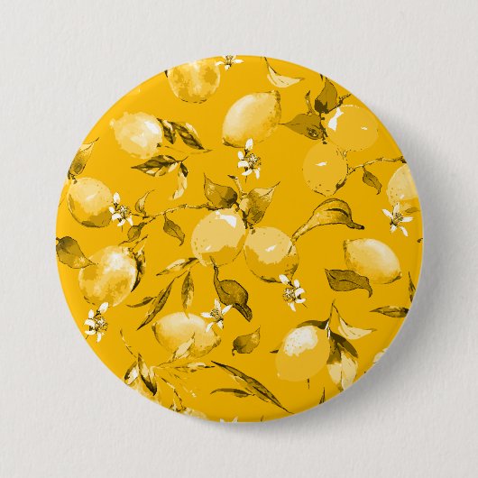 Aquarell-Zitronen 10 Button (Vorderseite)