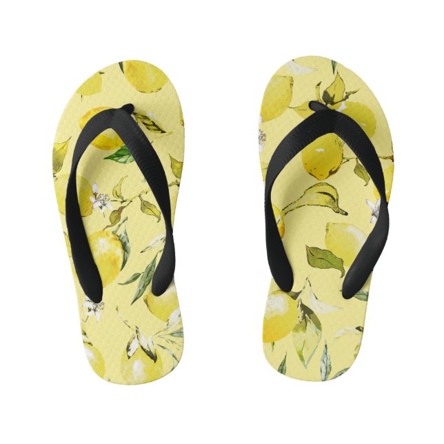 Aquarell-Zitronen 15 Kinderbadesandalen (Fußbett)