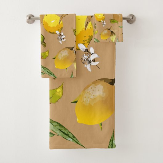 Aquarell-Zitronen 33 Badhandtuch Set (Insitu)